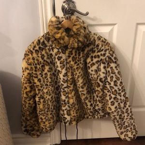 Leopard print bomber jacket